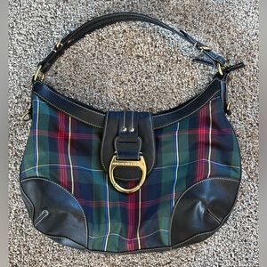 American Living Tartan Plaid Purse Shoulder Bag - Black Red Green Multicolor